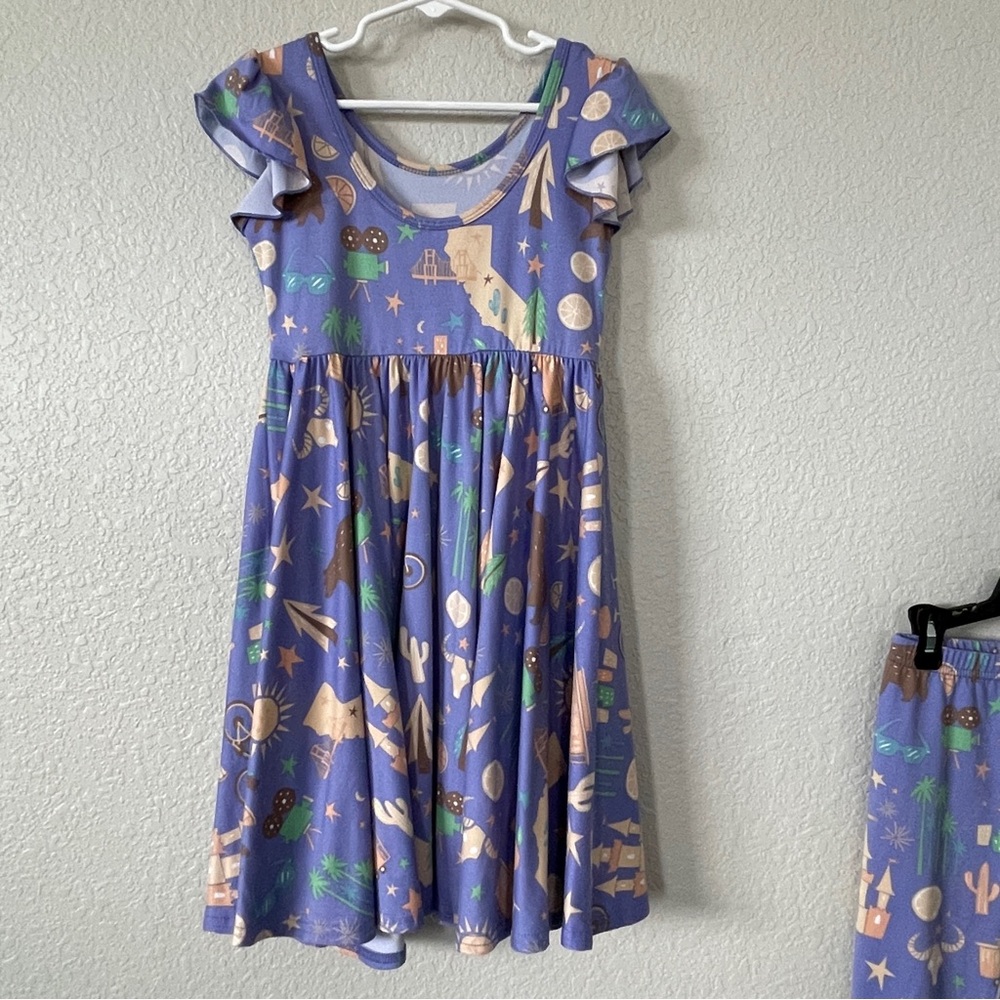 Dot Dot Smile 5/6 girls California flutter sleeve twirl dress & leggings set - Picture 3 of 3